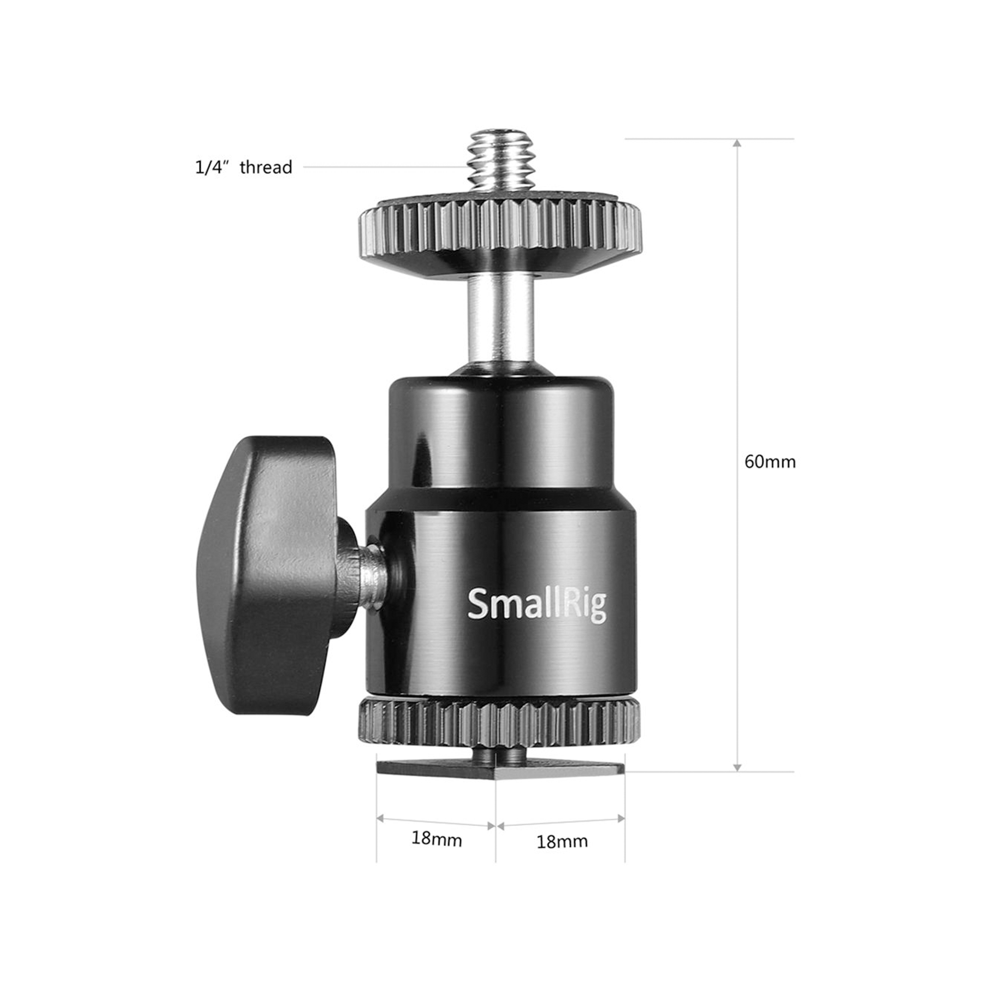 SmallRig Camera Hot Shoe Mount with 1/4"-20 Screw Ball Head (2-Pack)