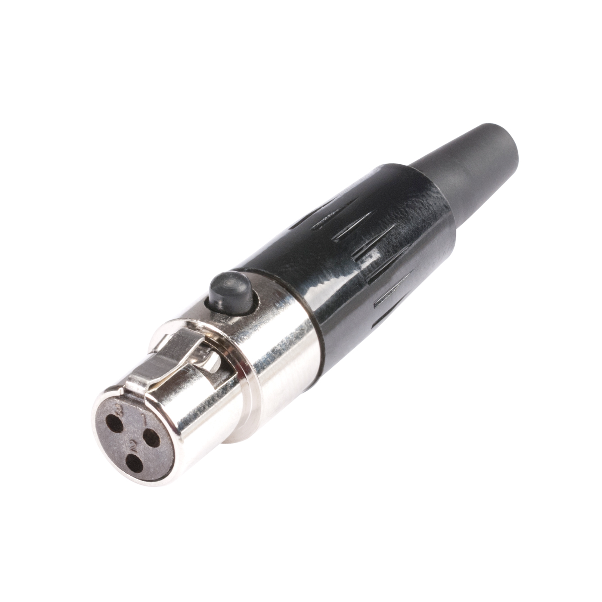 HICON Mini-XLR, 3-pole , metal-, Soldering-female connector, gold plated contact(s), straight, nickel coloured