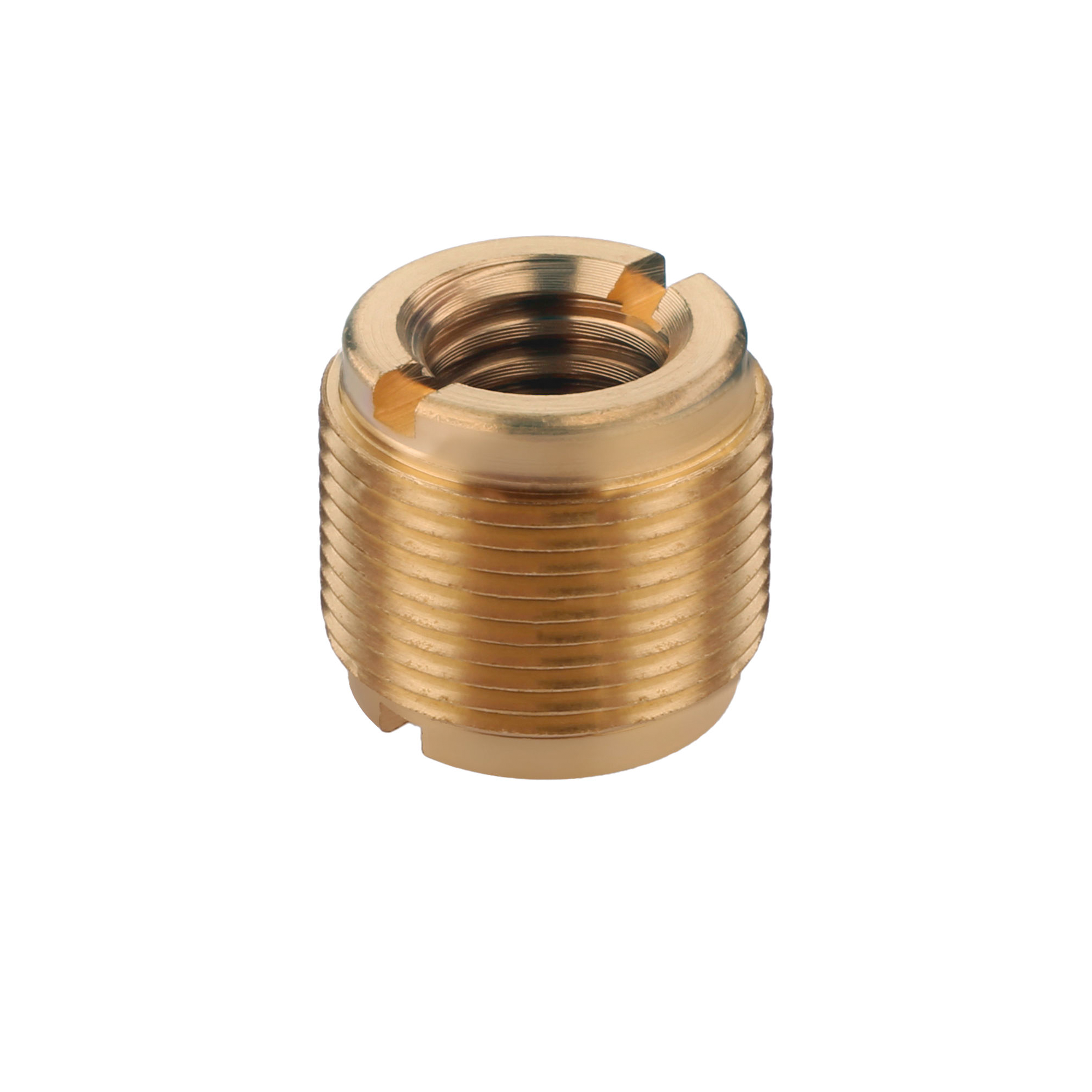 Auray 5/8" Male to 3/8" & 1/4"-20 Female Combo Reversible Thread Adapter (Brass)